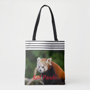 Schicker Roter Panda Gestreift Tasche