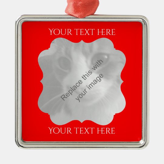 Schicker roter Rahmen irgendeine Gelegenheit Quadratisches Silberfarbenes Ornament