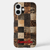 Schicker roter Tierdruck Leopard Monogramm Case-Mate iPhone Hülle (Rückseite)