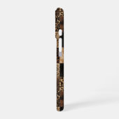 Schicker roter Tierdruck Leopard Monogramm iPhone 16 Hülle (Linke Seite)