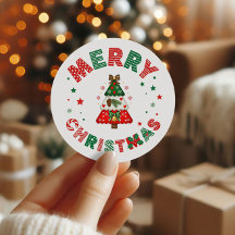 Schicker roter und grüner Frohe Weihnachten Baum F