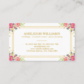 Schicker Schmetterling/rosa Aquarell mit Blumen Visitenkarte (Rückseite)