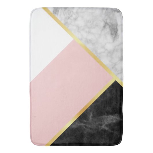 Schicker schwarzer rosa Farbmarmorierungblock und Badematte (Vorderseite Vertikal)