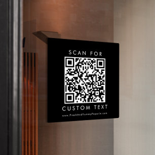 Schicker schwarzer typografischer Geschäfts-QR-Cod Fensteraufkleber