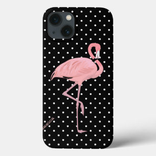 Schicker schwarzer u. weißer Tupfen mit rosa Case-Mate iPhone Hülle