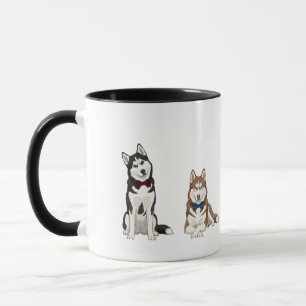 Schicker Sibirian Husky Fliege Hund Posen Tasse