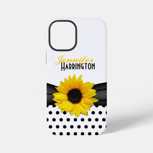 Schicker Sonnenblumen-Polka-Dot iPhone Hülle (Rückseite)