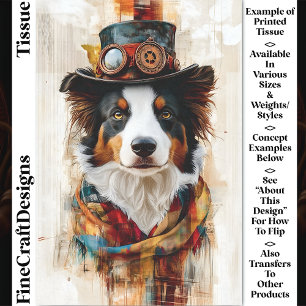 Schicker Steampunk-Hund, Zylinder, Schal DB1 Decou Seidenpapier