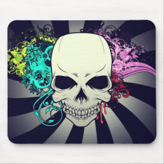 Schicker Totenkopf mit Blumenmuster Mousepad