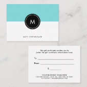 Schicker Türkis und schwärzen | Geschenkgutschein Rabattkarte (Vorne/Hinten)