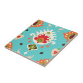 Schicker vibrierender Türkis Stammes- ikat Druck Fliese (Seite)