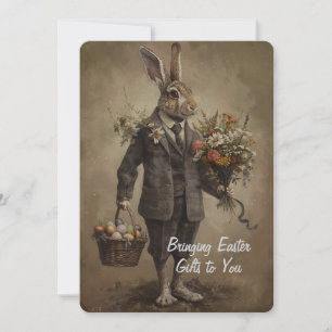 Schicker viktorianischer Osterhase mit Geschenken