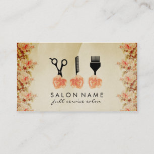 schicker Vintage-Friseur-Friseurstylist orange Ros Visitenkarte