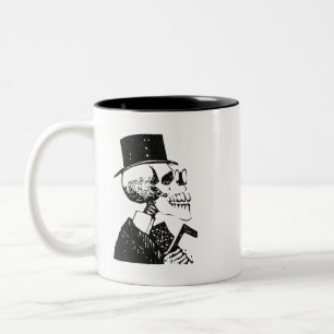 Schicker Volkskunst Calavera-Zylinderhut Zweifarbige Tasse