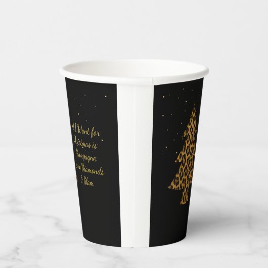 Schicker Weihnachts-Leoparden-Baum-Design Pappbecher (Rechts)