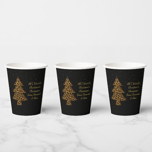 Schicker Weihnachts-Leoparden-Baum-Design Pappbecher (Multi)