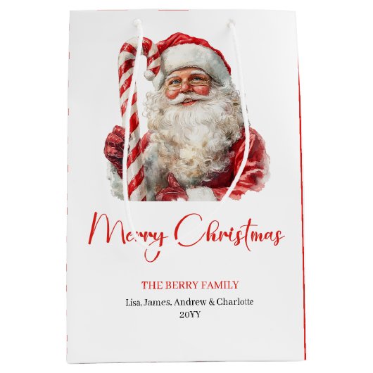 Schicker Weihnachtsmann Trendige editierbare Weihn Mittlere Geschenktüte (Vorderseite)