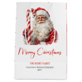 Schicker Weihnachtsmann Trendige editierbare Weihn Mittlere Geschenktüte (Rückseite)
