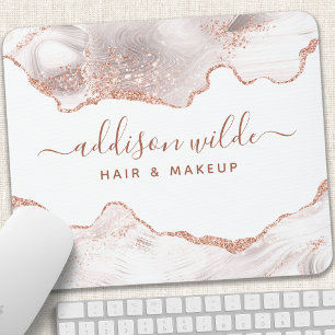 Schicker weißer Marmor Achat Roségold Glitter Mousepad