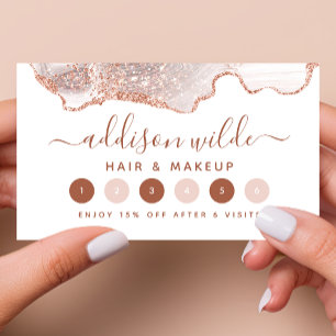 Schicker weißer Marmor Achat Roségold Glitter Treuekarte