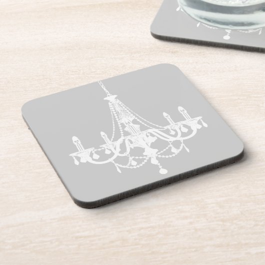 Schicker weißer und grauer Leuchter Untersetzer (Linke Seite)