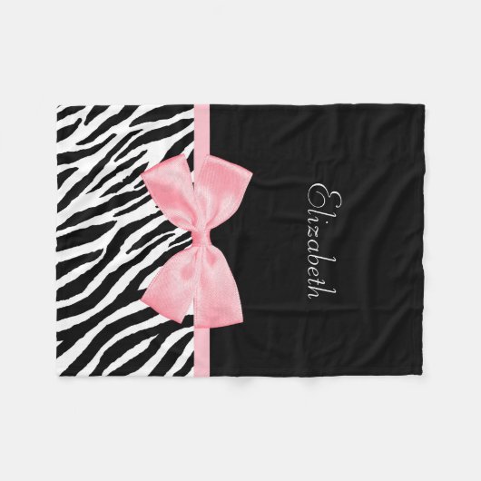 Schicker Zebra-Druck-Girly hellrosa Band mit Namen Fleecedecke (Vorderseite (Horizontal))