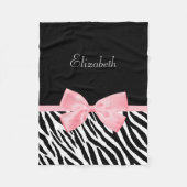 Schicker Zebra-Druck-Girly hellrosa Band mit Namen Fleecedecke (Vorderseite)