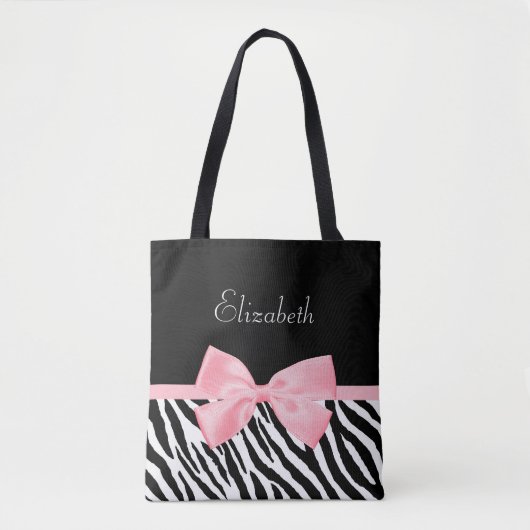 Schicker Zebra-Druck-Girly hellrosa Band mit Namen Tasche (Vorderseite)