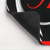 Schicker Zebra-Druck-rotes Monogramm mousepad (Ecke)