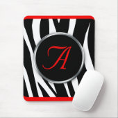Schicker Zebra-Druck-rotes Monogramm mousepad (Mit Mouse)