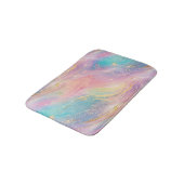 Schickes abstraktes Pastell-Glitter-Farbmuster Badematte (Schrägansicht)