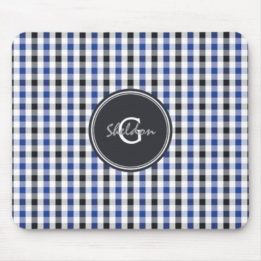schickes adrettes Ginghammustermonogramm des Mousepad (Vorne)