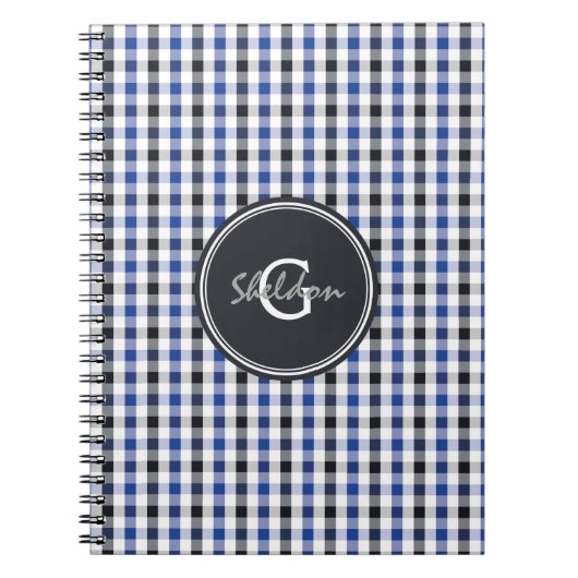 schickes adrettes Ginghammustermonogramm des Notizblock (Vorderseite)