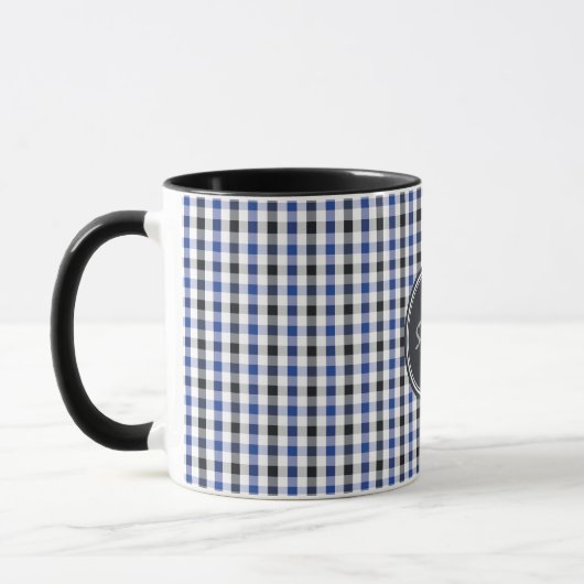 schickes adrettes Ginghammustermonogramm des Tasse (Links)