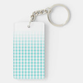 schickes adrettes Türkisgingham-Mustermonogramm Schlüsselanhänger (Rückseite)