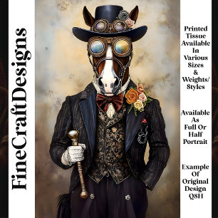 Schickes anthropomorphes Steampunk-Pferd Q8H Décou Seidenpapier