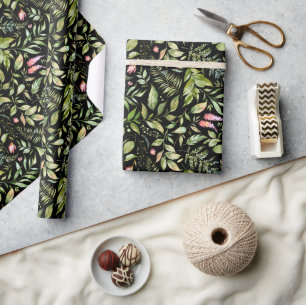 Schickes Aquarell-Grün-botanischer Feiertag Geschenkpapier