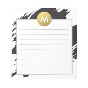 Schickes Aquarell-und Goldmonogramm Notizblock