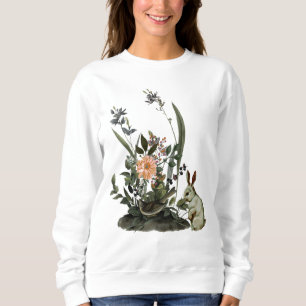 Schickes Aquarell-Vogel-Grün-Blumen-Osterhase Sweatshirt