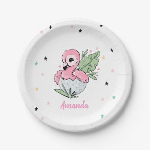 Schickes Baby Flamingo, Sterne, Prinzessin Pappteller