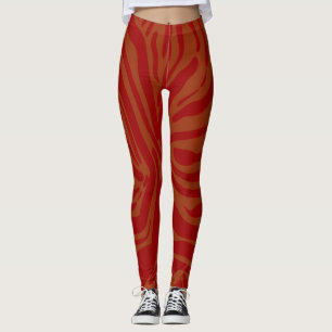 schickes Beige & Rot Zebra-Druck-Muster Leggings