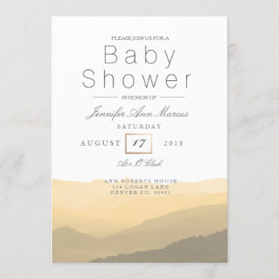 Schickes Bergwasserfarbenbild Pastell-Baby-Party Einladung