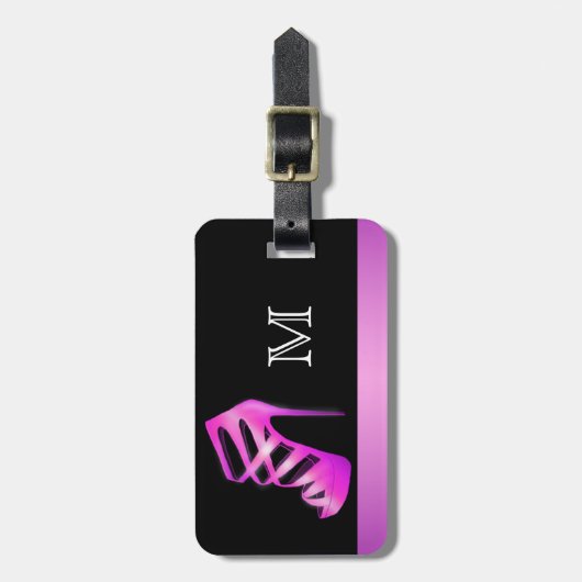 Schickes bezauberndes Absatz-Schuh-Monogramm Gepäckanhänger (Vorderseite vertikal)