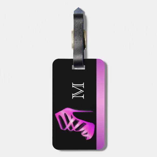 Schickes bezauberndes Absatz-Schuh-Monogramm Gepäckanhänger (Rückseite vertikal)