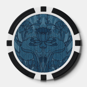 Schickes Blau Jugendstil Schwertlilie Botanisches Pokerchips
