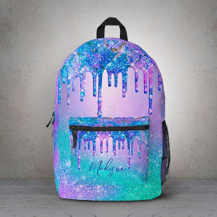 Schickes blau-lila Ombre-Glitter-Tropfen Bedruckter Rucksack