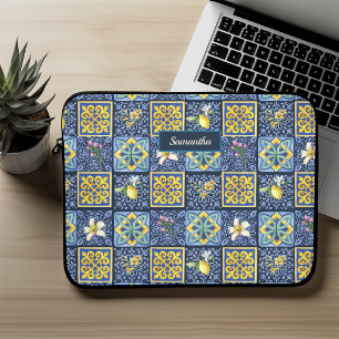 Schickes Blau türkises sizilianisches Zitrus-Mitte Laptopschutzhülle