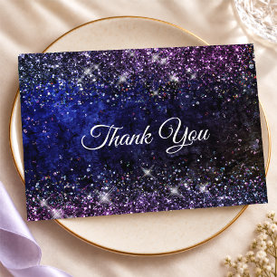 Schickes blau violettes falsches Glitter Dankeskarte