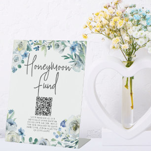 Schickes blaues Blumen-Hochze Sockelschild