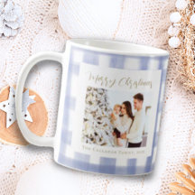 Schickes blaues Gingham-Karo-Familien-Weihnachtsfo